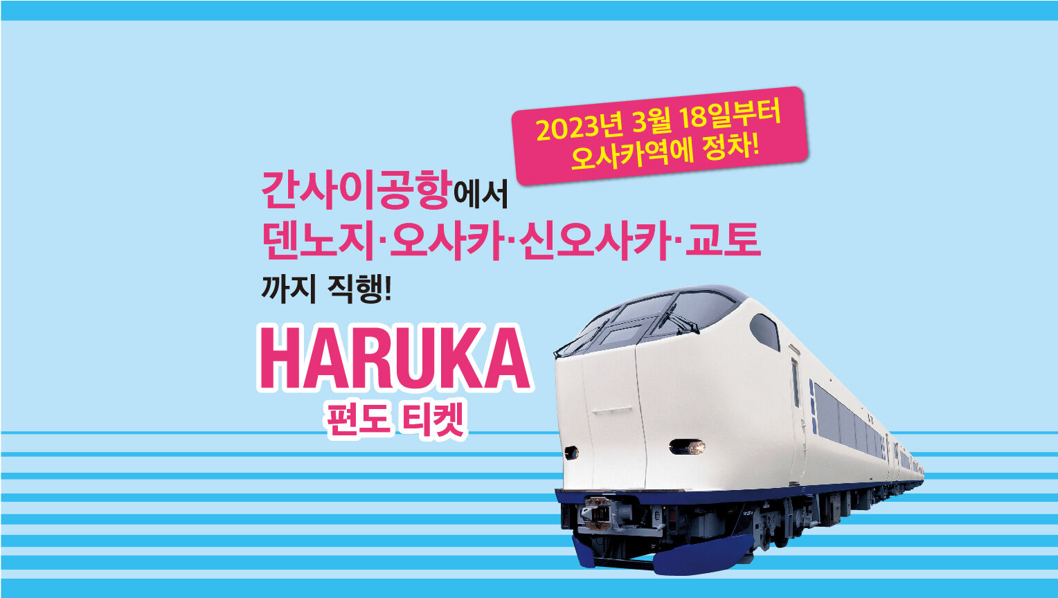 [즉시확정]하루카 특급열차 간사이 공항 → 교토/오사카/나라/고베/텐노지 편도(공항출발)